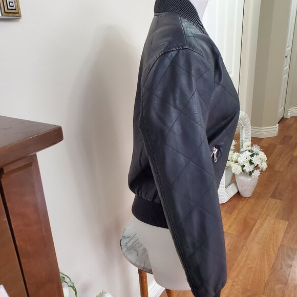 RD  Style Faux Leather Bomber Jacket fits sz Large - Picture 2 of 9